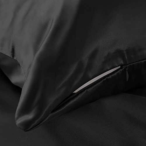 THXSILK 25 Momme Seidenkissenbezug für Haar und Haut - Hypoallergen mit verstecktem Reißverschluss, 40x80cm Holzkohle