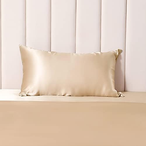 THXSILK 25 Momme Seidenkissenbezug für Haar und Haut - Hypoallergen mit verstecktem Reißverschluss, 40x80cm Holzkohle