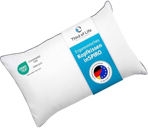 inSPIRO Kopfkissen 80x80 – Ergonomisches Premium Nackenstützkissen für alle Schlaftypen, OEKO-TEX®-zertifiziert, Made in