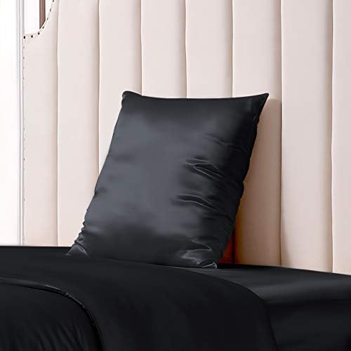 THXSILK 25 Momme Seidenkissenbezug für Haar und Haut - Hypoallergen mit verstecktem Reißverschluss, 40x80cm Holzkohle