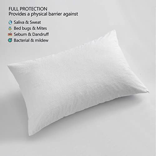 Bedecor 2er Set wasserdichte Baumwolle Kissenbezug - Atmungsaktiv & Anti-Milben für besseren Schlaf, Weiß 40x80cm