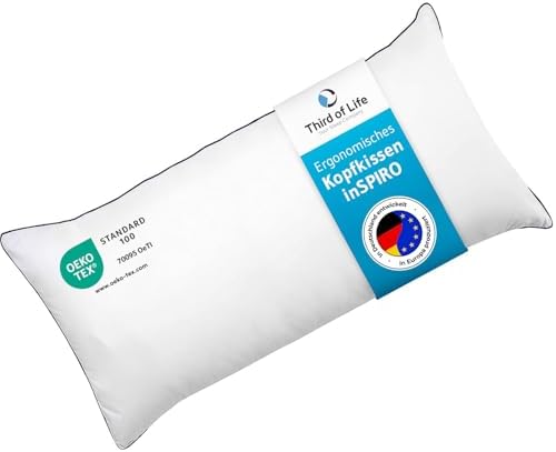 inSPIRO Kopfkissen 80x80 – Ergonomisches Premium Nackenstützkissen für alle Schlaftypen, OEKO-TEX®-zertifiziert, Made in