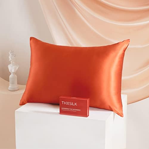 THXSILK 25 Momme Seidenkissenbezug für Haar und Haut - Hypoallergen mit verstecktem Reißverschluss, 40x80cm Holzkohle
