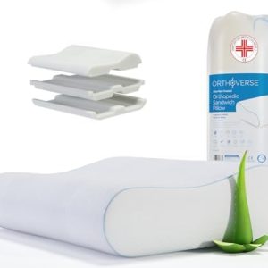 Orthopädisches Nackenstützkissen - Höhenverstellbar mit Aloe Vera Bezug für besseren Schlaf