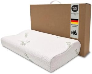Orthopädisches Bamboo Kissen 50x30 cm - Visko Nackenstützkissen für Seitenschläfer & Rückenschläfer gegen Nackenschmerze