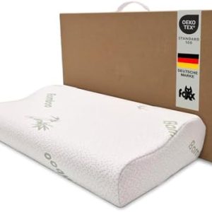 Orthopädisches Bamboo Kissen 50x30 cm - Visko Nackenstützkissen für Seitenschläfer & Rückenschläfer gegen Nackenschmerze