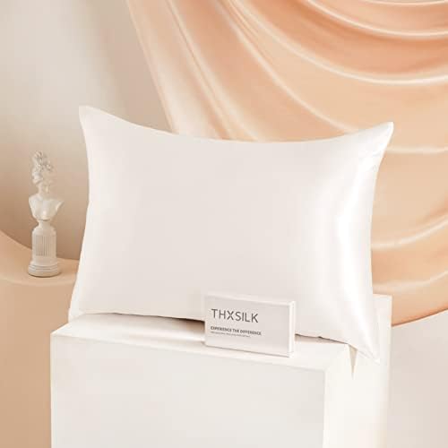 THXSILK 25 Momme Seidenkissenbezug für Haar und Haut - Hypoallergen mit verstecktem Reißverschluss, 40x80cm Holzkohle