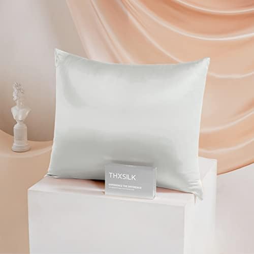 THXSILK 25 Momme Seidenkissenbezug für Haar und Haut - Hypoallergen mit verstecktem Reißverschluss, 40x80cm Holzkohle
