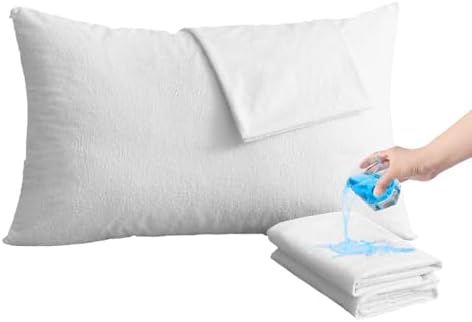 Bedecor 2er Set wasserdichte Baumwolle Kissenbezug - Atmungsaktiv & Anti-Milben für besseren Schlaf, Weiß 40x80cm