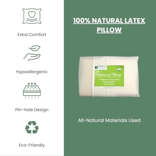 OrganicTextiles Naturlatex-Kissen King Size aus Bio-Baumwolle, weich & GOTS-zertifiziert, ideal für Nackenschmerzlinderu