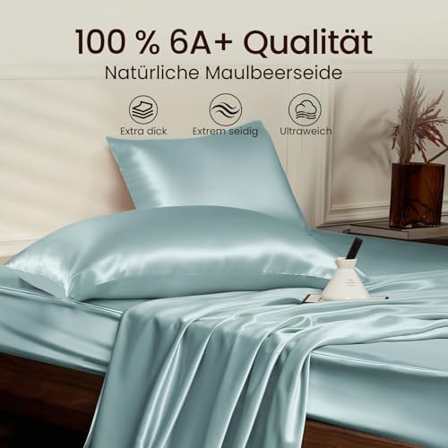 THXSILK 25 Momme Seidenkissenbezug für Haar und Haut - Hypoallergen mit verstecktem Reißverschluss, 40x80cm Holzkohle