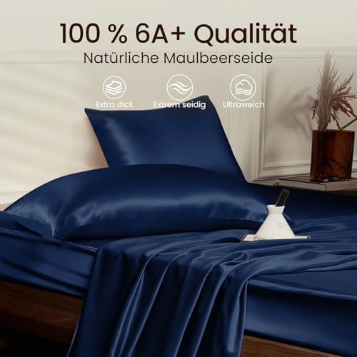 THXSILK 25 Momme Seidenkissenbezug für Haar und Haut - Hypoallergen mit verstecktem Reißverschluss, 40x80cm Holzkohle