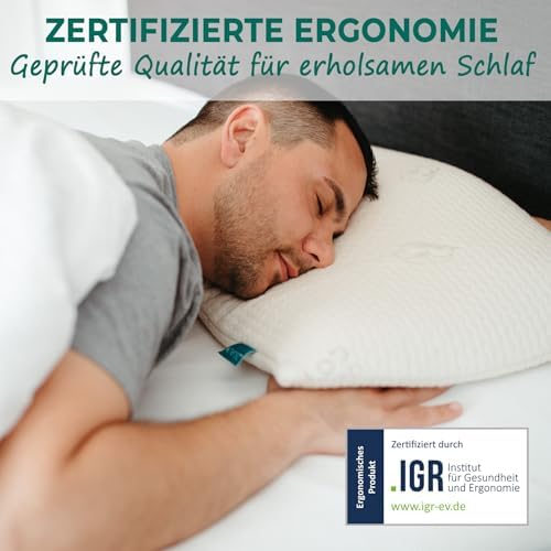 KNERST® Nackenkissen - Orthopädisches Memory Foam Kopfkissen für besten Komfort beim Schlafen - Ergonomisch, OEKO-TEX 40