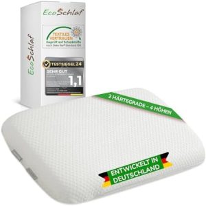 EcoSchlaf® OrthoDual – Ergonomisches Nackenstützkissen für Seitenschläfer – Orthopädisches Kissen aus Dual Memory Foam f