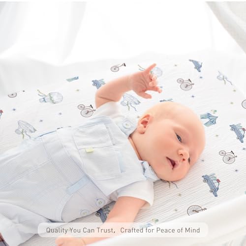 Musselin-Spannbettlaken für Kinderwagen 2er-Pack – Weich & Atmungsaktiv für Neugeborene, OEKO-TEX 100, 83 x 43 cm