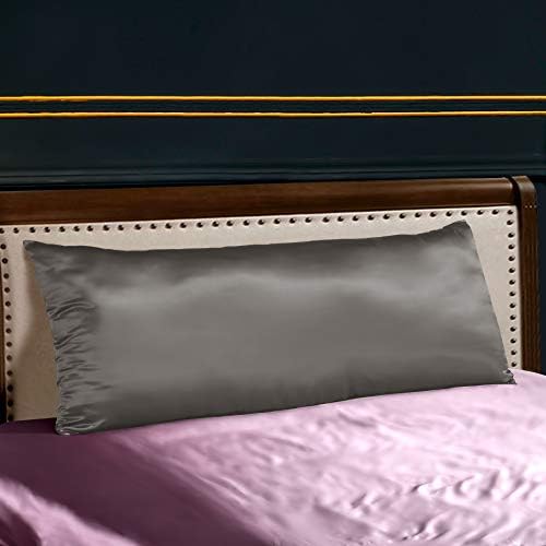 THXSILK 25 Momme Seidenkissenbezug für Haar und Haut - Hypoallergen mit verstecktem Reißverschluss, 40x80cm Holzkohle
