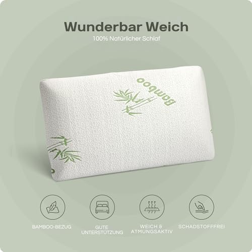 Sleeptime Orthopädisches Nackenstützkissen 70x40cm - Visko-Gelschaum & Bamboo-Bezug für erholsamen Schlaf