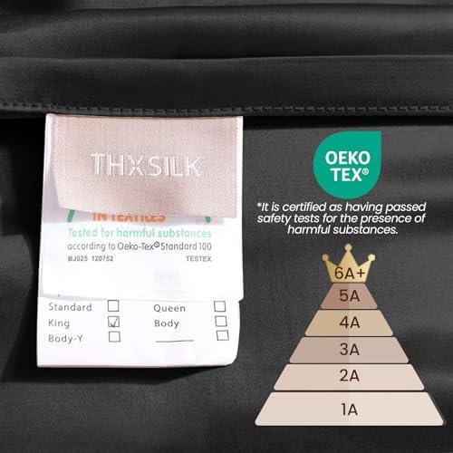 THXSILK 25 Momme Seidenkissenbezug für Haar und Haut - Hypoallergen mit verstecktem Reißverschluss, 40x80cm Holzkohle