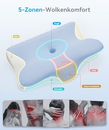 Orthopädisches Memory Foam Kissen von – Ergonomisches, höhenverstellbares Nackenkissen für optimalen Schlafkomfort für