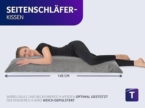 Traumnacht Seitenschläferkissen mit Cord-Bezug, waschbar & leicht, ideal für gemütlichen Schlafkomfort zuhause