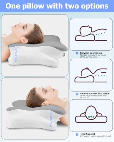 Orthopädisches Seitenschläferkissen aus Memory Foam – Ergonomisches Nackenstützkissen für Nackenschmerzen im Schlaf