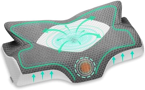 Elviros Orthopädisches Kopfkissen aus Memory Foam für Seitenschläfer – Ergonomisches Kissen gegen Nackenschmerzen, Blau,