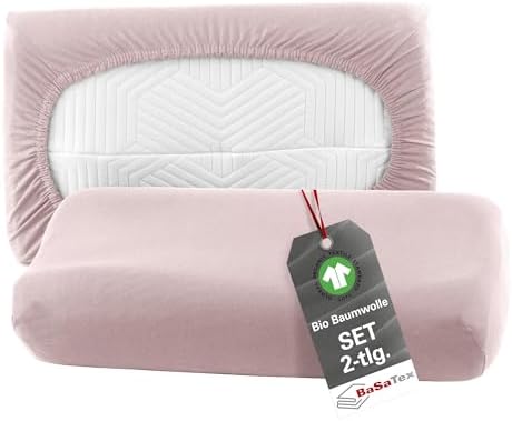BaSaTex Bio Kissenbezüge 2er Pack für Nackenkissen | 97% GOTS-Baumwolle & Elasthan für hohen Komfort | Ideal für gesunde