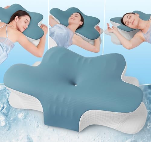 Orthopädisches Kopfkissen von - Ergonomisches Memory Foam Nackenstützkissen für Nackenschmerzen, verstellbar & kühlend,