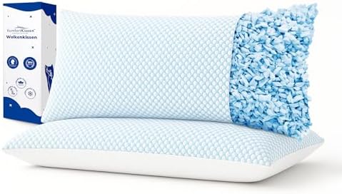 MKS Kopfkissen 80x80 – Ergonomisches Memory Foam Kissen mit kühlendem Gel für entspannenden Schlaf – Ideal für Rücken-,