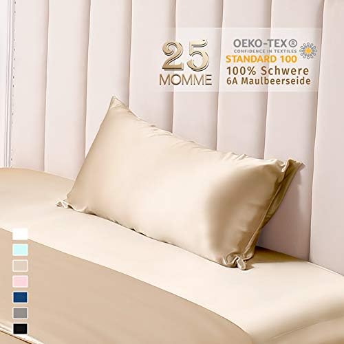 THXSILK 25 Momme Seidenkissenbezug für Haar und Haut - Hypoallergen mit verstecktem Reißverschluss, 40x80cm Holzkohle
