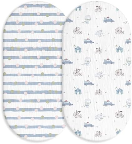 Musselin-Spannbettlaken für Kinderwagen 2er-Pack – Weich & Atmungsaktiv für Neugeborene, OEKO-TEX 100, 83 x 43 cm
