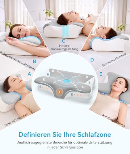 Orthopädisches Memory Foam Kissen von – Ergonomisches, höhenverstellbares Nackenkissen für optimalen Schlafkomfort für