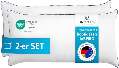 inSPIRO Kopfkissen 80x80 – Ergonomisches Premium Nackenstützkissen für alle Schlaftypen, OEKO-TEX®-zertifiziert, Made in