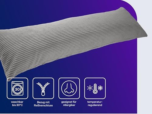 Traumnacht Seitenschläferkissen mit Cord-Bezug, waschbar & leicht, ideal für gemütlichen Schlafkomfort zuhause