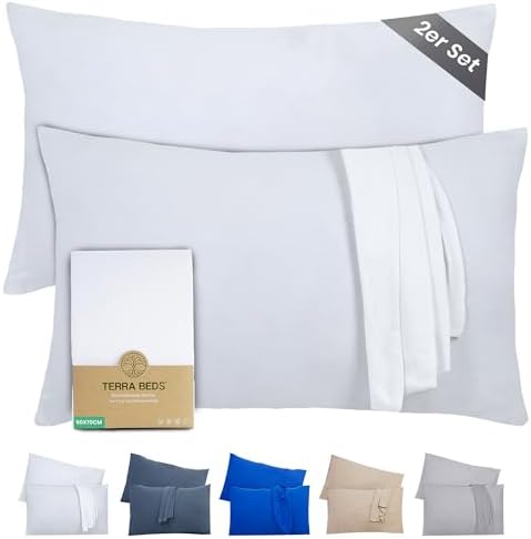 Kissenbezug 40 x 80 (2er Set) - Atmungsaktive 100% Baumwolle - Weich, Reißverschluss, für gemütliche Nächte