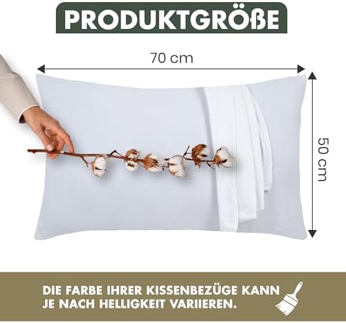 Kissenbezug 40 x 80 (2er Set) - Atmungsaktive 100% Baumwolle - Weich, Reißverschluss, für gemütliche Nächte