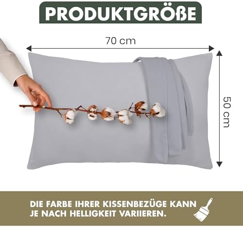 Kissenbezug 40 x 80 (2er Set) - Atmungsaktive 100% Baumwolle - Weich, Reißverschluss, für gemütliche Nächte