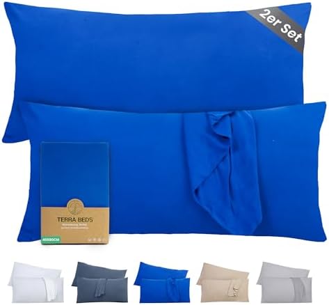 Kissenbezug 40 x 80 (2er Set) - Atmungsaktive 100% Baumwolle - Weich, Reißverschluss, für gemütliche Nächte