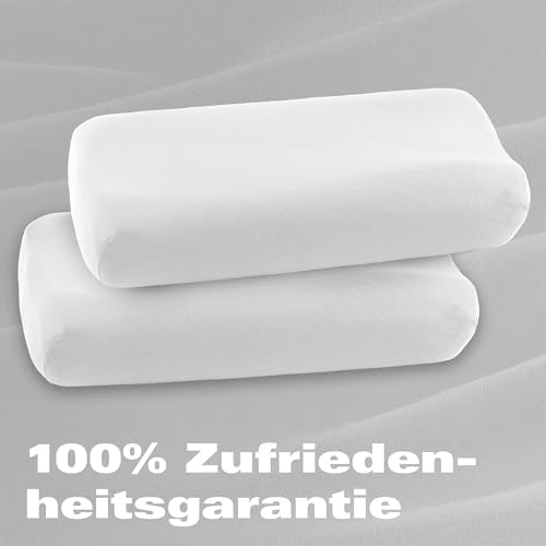 BaSaTex Bio Kissenbezüge 2er Pack für Nackenkissen | 97% GOTS-Baumwolle & Elasthan für hohen Komfort | Ideal für gesunde