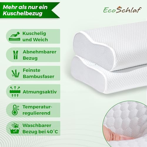 EcoSchlaf® Premium Nackenstützkissen Bezug aus Bambusfaser – Weich & Zertifiziert für Optimalen Schlafkomfort