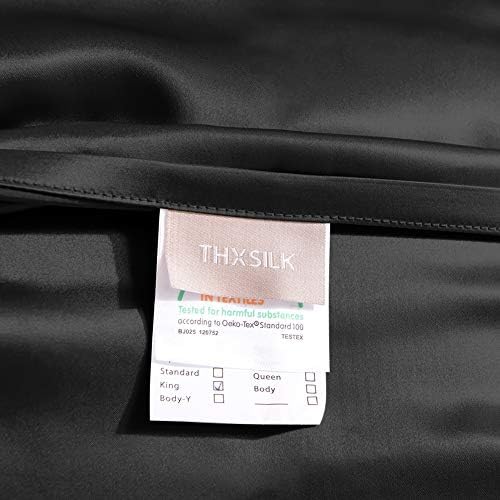 THXSILK 25 Momme Seidenkissenbezug für Haar und Haut - Hypoallergen mit verstecktem Reißverschluss, 40x80cm Holzkohle