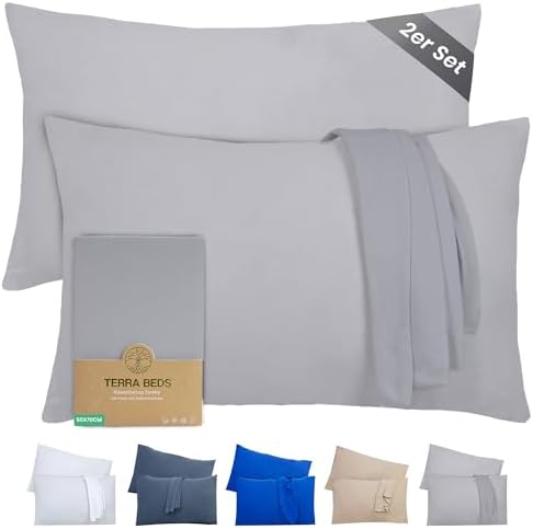 Kissenbezug 40 x 80 (2er Set) - Atmungsaktive 100% Baumwolle - Weich, Reißverschluss, für gemütliche Nächte