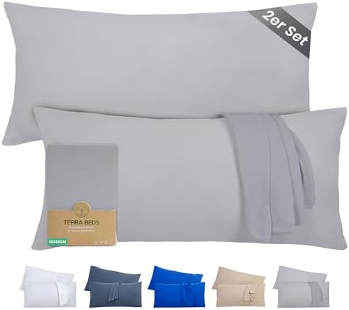Kissenbezug 40 x 80 (2er Set) - Atmungsaktive 100% Baumwolle - Weich, Reißverschluss, für gemütliche Nächte