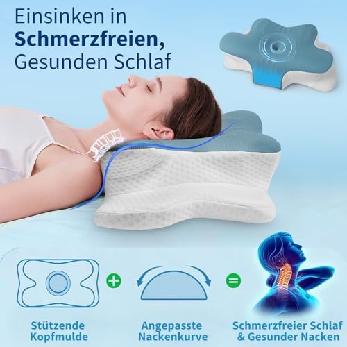 Orthopädisches Memory Foam Kopfkissen von – Ergonomisch & Höhenverstellbar für Seiten-, Rücken- & Bauchschläfer – Atmun