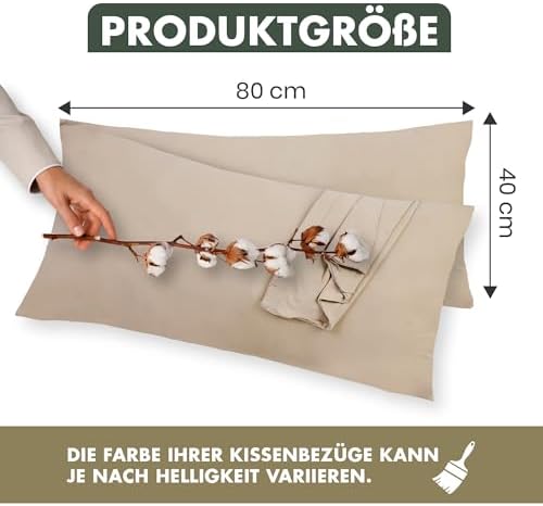 Kissenbezug 40 x 80 (2er Set) - Atmungsaktive 100% Baumwolle - Weich, Reißverschluss, für gemütliche Nächte