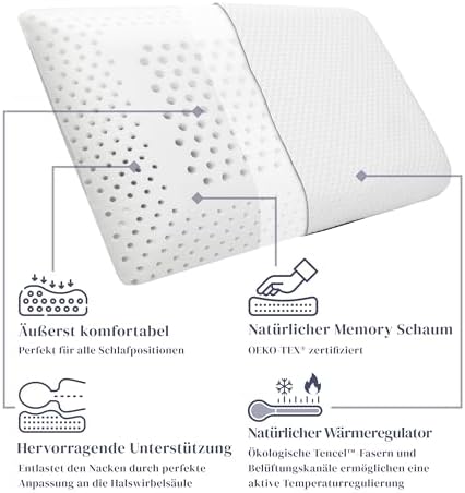 Ferò Nackenstützkissen 70x40x12 aus Memory-Foam – Atmungsaktiver Luxus für erholsame Nächte – Oeko-TEX zertifiziert!