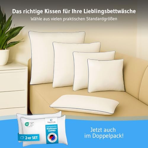 inSPIRO Kopfkissen 80x80 – Ergonomisches Premium Nackenstützkissen für alle Schlaftypen, OEKO-TEX®-zertifiziert, Made in