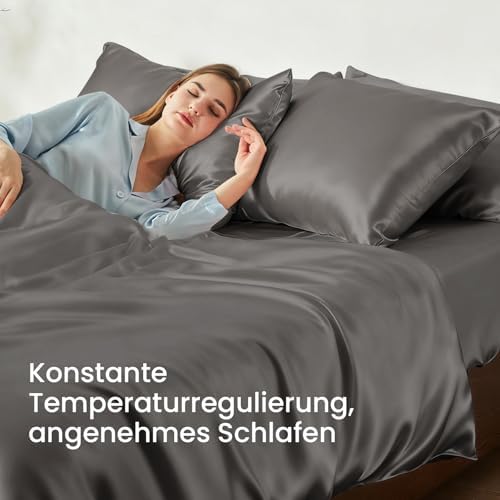 THXSILK 25 Momme Seidenkissenbezug für Haar und Haut - Hypoallergen mit verstecktem Reißverschluss, 40x80cm Holzkohle