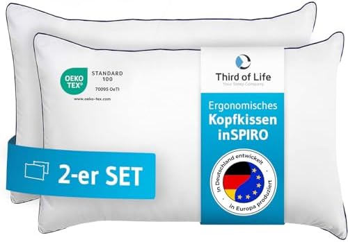 inSPIRO Kopfkissen 80x80 – Ergonomisches Premium Nackenstützkissen für alle Schlaftypen, OEKO-TEX®-zertifiziert, Made in