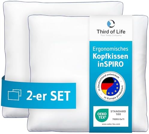 inSPIRO Kopfkissen 80x80 – Ergonomisches Premium Nackenstützkissen für alle Schlaftypen, OEKO-TEX®-zertifiziert, Made in
